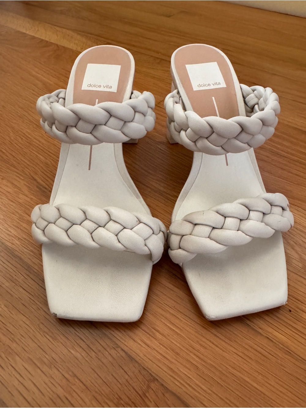 Dolce Vita Cream Braided Double-Strap Slide Heels